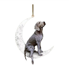 Christmas dog moon pendant ornament black