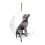 Pendentif lune chien de Noël noir 1