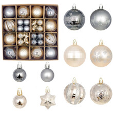Ensemble de 44 décorations de sapin de Noël rondes avec pendentif