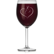 Verre à vin 30 cl, motif cœur et cheval