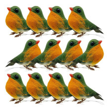 12 Stück Rotkehlchen-Weihnachtsbaumschmuck, sehr niedliche künstliche Federn