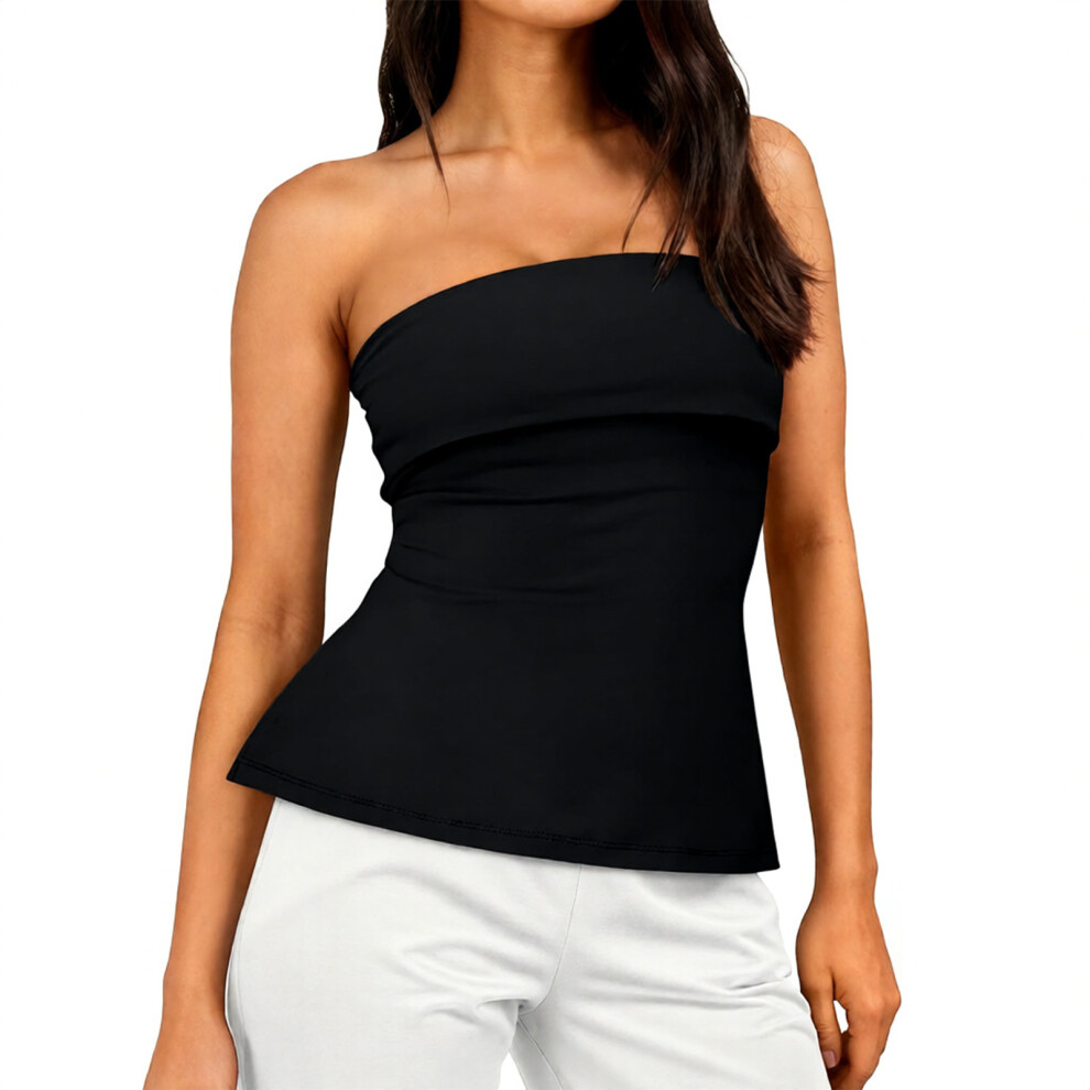 ï¼ä¸ä»¶ï¼Women's strapless off-shoulder backless cute work-Black M
