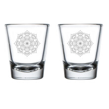Set borrelglaasjes met mandala bloemmotief, 2 stuks, 50 ml