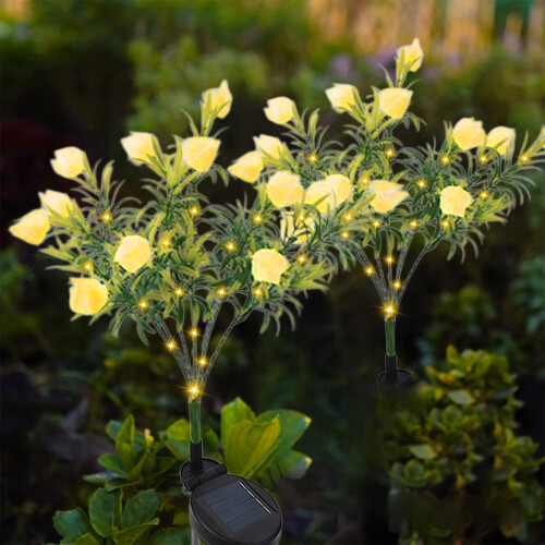 Solcelledrevne Gardenia-blomsterlys 61 cm vanntett stagelys