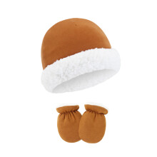 Newborn Winter Beanies Hat And Gloves For Cold-caramel color
