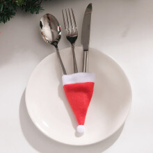 Juego de tenedores con forma de gorro navideño, vajilla decorativa, 7x11cm, 10 piezas