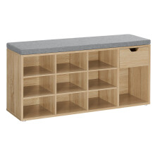Schuhschrank mit Sitzbank, 10 Ablagen, Sonoma-Finish