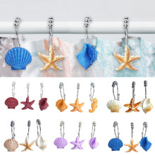 Shower Curtain Hooks Seashell Resin 12 Pcs