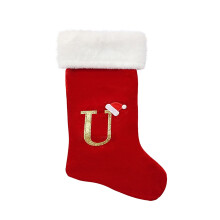 Bas de Noël Wadada rouge monogrammé en forme de U, 45 cm (18 pouces) en maille torsadée