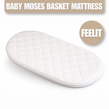 ( 74 x 30 x 4 cm ) FEELIT Extra Thick Baby Moses Basket Mattress Soft Cushioned Breathable & Lightweight Oval Shaped All UK Sizes