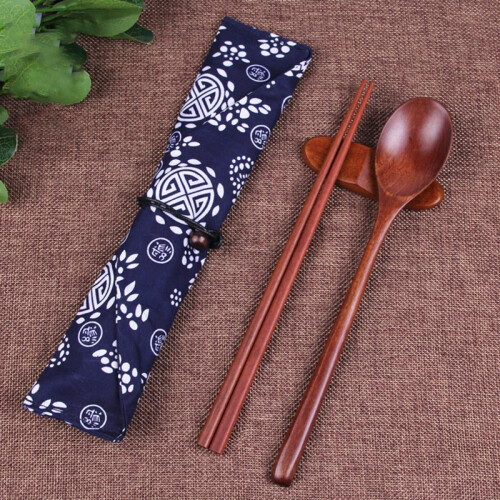 Conjunto de Hashis e Colheres Japoneses Portáteis e Reutilizáveis (2 peças) 1