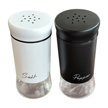Ensemble de salière et poivrière en acier inoxydable avec couvercle en verre