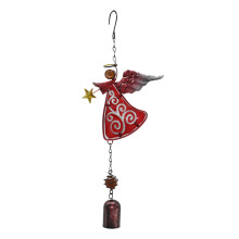 Carillon éolien en métal rose Poaug en forme d'ange, décoration pour la maison et le jardin