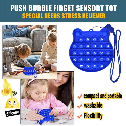 Alphabet Fidget Toy Blue Silicone