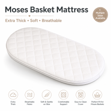 ( 70 x 36 x 4 cm ) FEELIT Extra Thick Baby Moses Basket Mattress Soft Cushioned Breathable & Lightweight Oval Shaped All UK Sizes
