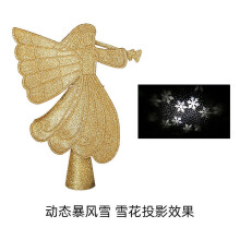 Décoration d'ange pour sapin de Noël avec projecteur de flocons de neige LED