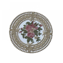 French lace cup cushion embroidered round 1 piece