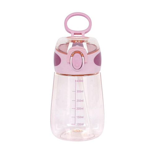 Borraccia con cannuccia per bambini, manico, bocca larga, 400 ml