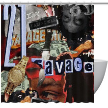 21Savage Albumomslag Duschdraperi med Krokar 60x72