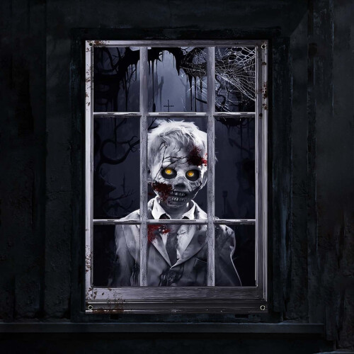 Cortina de Halloween com Fantasma e Acessórios para Pendurar