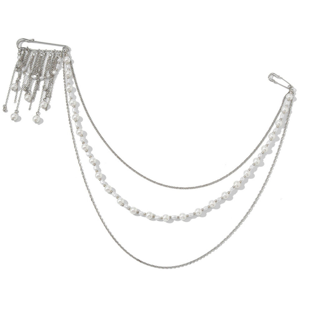 Classical Alloy Brooch Corsage With Pearls And Flowing Fringed
