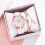 Set di orologio da donna con quadrante dorato e bracciale (1 pezzo) 4