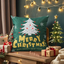 Fundas de almohada navideñas de lino de 45 x 45 cm (18 x 18 pulgadas)