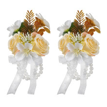 Elegante handgemaakte kunstpolsbloem, perfect-Champagne 2 STUKS