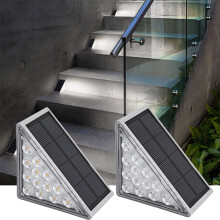 Solar trapverlichting warm wit driehoekig 2-pack