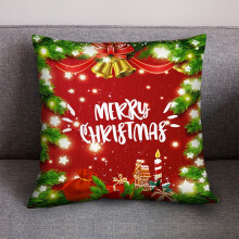Rode kerstkussenhoes van katoen en linnen, 18x18 inch.