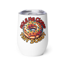 Gobelet à vin avec un jeu de mots sur les donuts et un petit motif de donut