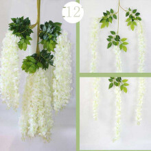 Guirlande de fleurs artificielles de glycine blanche, 12 pièces, 114 cm