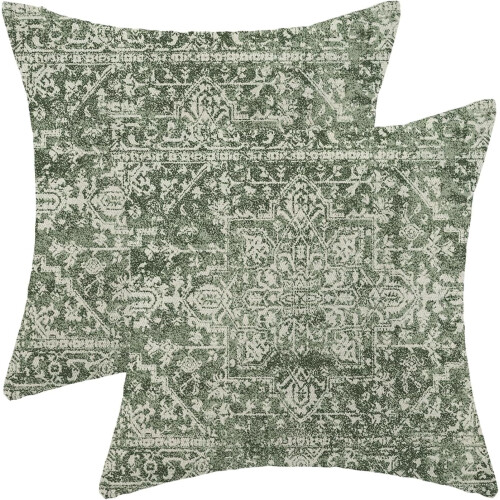 Boho Örngott Olivgrönt Grå 18x18 2-pack