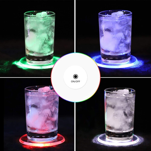 LED-underlägg Vattentäta akrylfärgade 4-pack