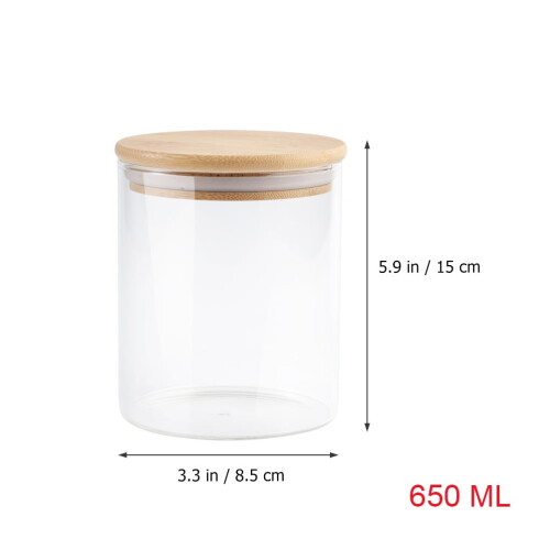 Tarro de almacenamiento de bambú para té y alimentos con tapa.