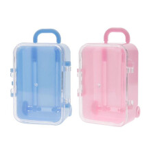 Mini rolkoffer snoepdoos blauw roze 2 stuks