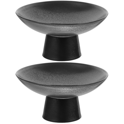 Keramik-Obstschale mit Sockel, schwarz, 2 Stück