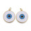 Messing emaille hanger met oogje, wit boze oog, 18K 1