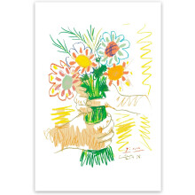 Toile abstraite de style Picasso représentant une fleur, dessin au trait.
