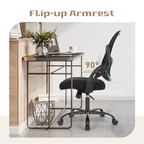 Ergonomic Office Chair Black Mid-Back with Lumbar Support 2
