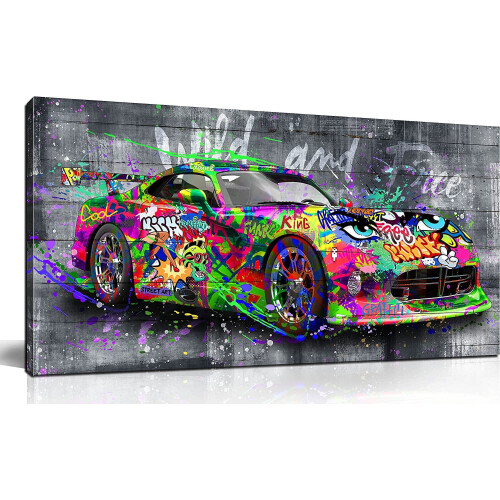 Tableau abstrait pop graffiti sur toile style Banksy (1 pièce) 1