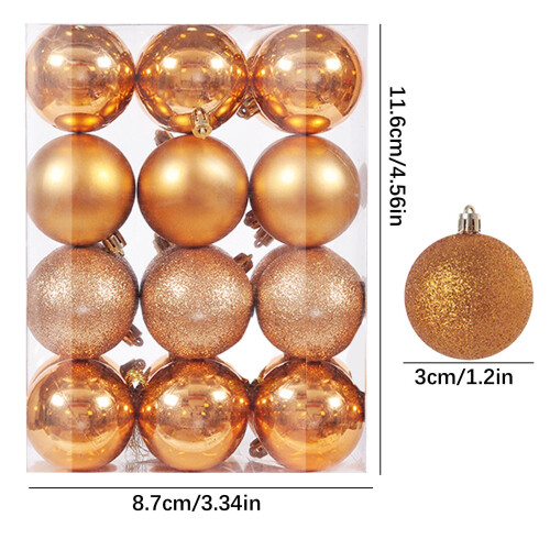 Christmas Ball Ornaments Orange Plastic 24PCS 3CM
