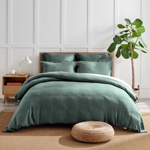 Levtex Home λινό ύφασμα king simulation πράσινο δάσος 36x20in 2