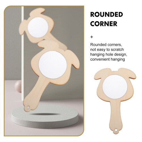 Wooden Mirror Hand Blank for DIY Vanity 5 pcs 1