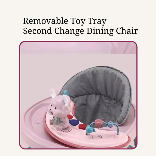 Foldable Baby Walker with Music Pink 2