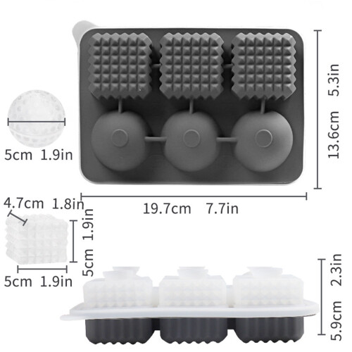 Large Ice Cube Tray Reusable Silicone 12-Cavity 2