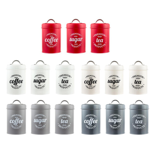 Coffee and sugar storage set metal 3 pcs 1200ml 2