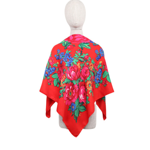 Versatiles Square Scarf With Artistic Design Comfortable-Red