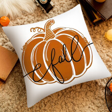 Funda de cojín para sofá con diseño de calabaza, color naranja y blanco, 45 x 45 cm (18 x 18 pulgadas