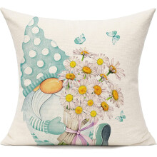 Kussenhoes met madeliefjes- en kaboutermotief voor buiten, 18x18 inch